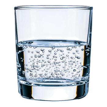 Crystal Clear Glass with Sparkling Water and Bubbling Bubbles png