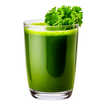 Fresh Green Juice with Leafy Kale in a Clear Glass png