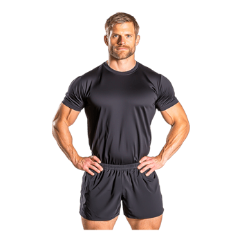 Athletic man posing confidently in black sportswear png