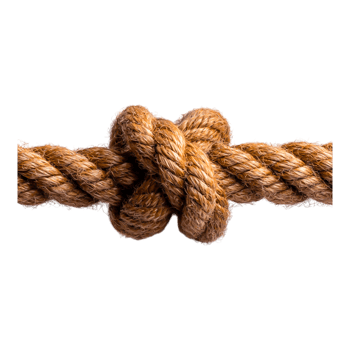 Detailed Close-up of a Textured Rope Knot with Natural Fibers png
