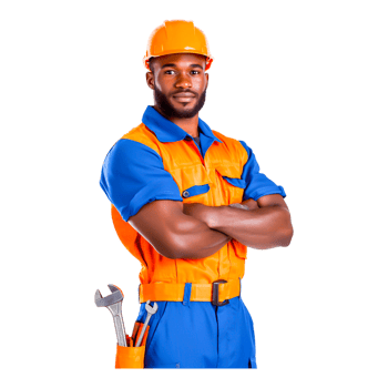 Skilled Construction Worker in Bright Uniform Posing Confidently png