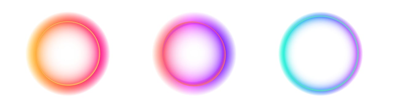 Three vibrant color gradient circles on white background vector