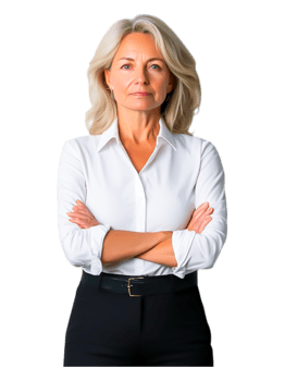 Confident Businesswoman in Formal Attire with Arms Crossed png