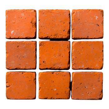 Close-Up of Nine Textured Red Clay Bricks Arranged in Grid Pattern png