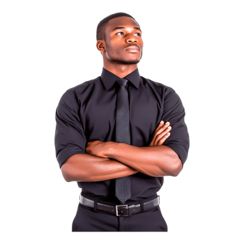 Confident Businessman in Formal Attire with Arms Crossed in Studio png
