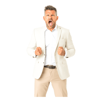 Businessman in White Suit Expressing Anger and Frustration Emotion png