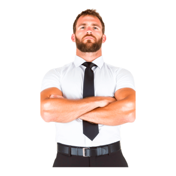 Confident Businessman Wearing White Shirt and Black Tie Pose png