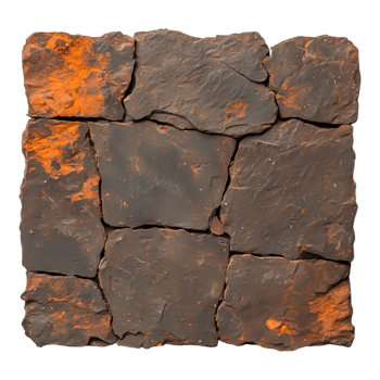 Textured Dark Stone Wall with Earthy Orange Highlights png