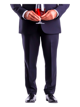 Elegant Man in Suit Holding Glass of Red Drink with Confidence png