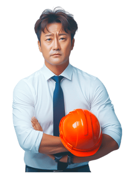 Professional Construction Manager with Orange Safety Helmet Portrait png