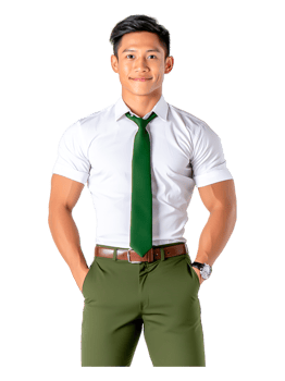 Confident Young Man in White Shirt and Green Tie with Smile png
