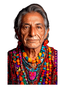 Portrait of an Elderly Man in Vibrant Traditional Clothing and Jewelry png