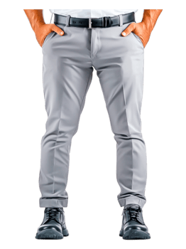 Stylish Gray Trousers on a Male Model with Hands in Pockets png