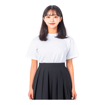 Young Woman Smiling in a White Shirt with Black Skirt png