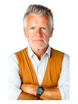Mature Man with Confidence Posing for Portrait against png