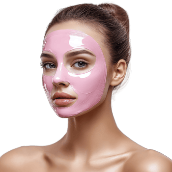Pink mask with a clear plastic sheet png