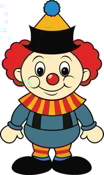Cartoon clown with hat and red nose vector