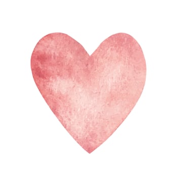 Pink, red heart for Valentines day. Watercolor hand drawn Love symbol isolated on a white background. Romantic design element for cards, invitations and prints. vector