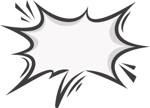 Manga speech bubble. Comic frame with pop art halftone dotted effect for text. Balloon chat shape for dialog. Cloud for shock shout and scream action messages. Irregular cartoon decoration png