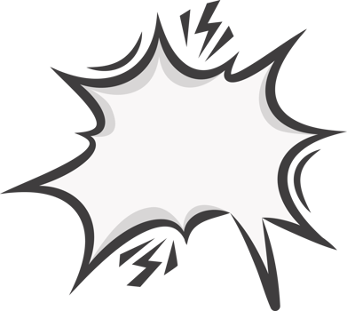 Manga speech bubble. Comic text frame with pop art halftone dotted effect. Balloon chat shape for dialog. Cloud for shock shout and scream messages. Irregular cartoon decoration. png
