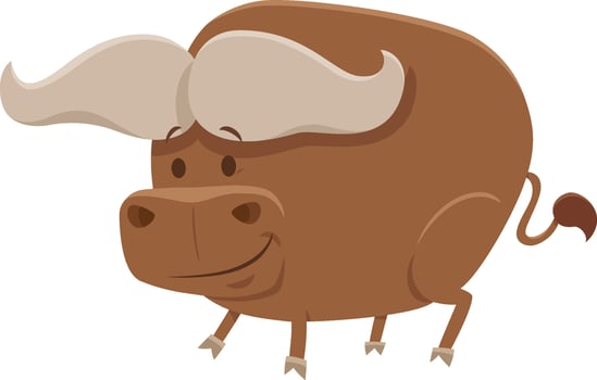 cartoon African buffalo wild animal character vector