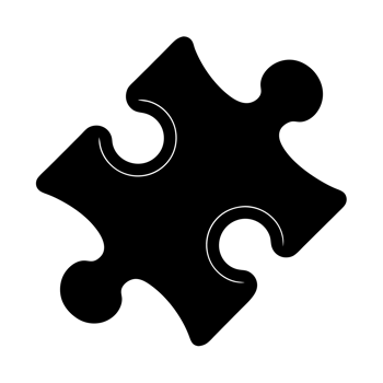 A single black jigsaw puzzle piece is displayed cutouts png