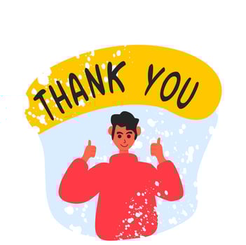 Smiling Man Giving a Thumbs Up with Thank You Text vector