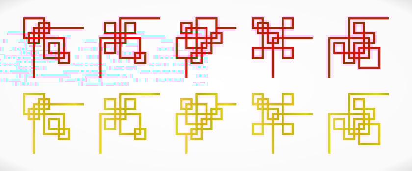 Collection of Chinese New Year ornament border corners. elegant geometric design. decoration for Asian theme frame. vector