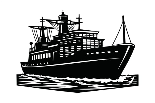 silhouette of a ship icon, Silhouette of a Pirate Ship , illustration on white background. vector