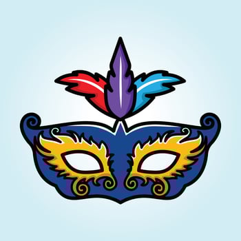 Vibrant Carnival Mask with Ornate Design and Colorful Feathers vector