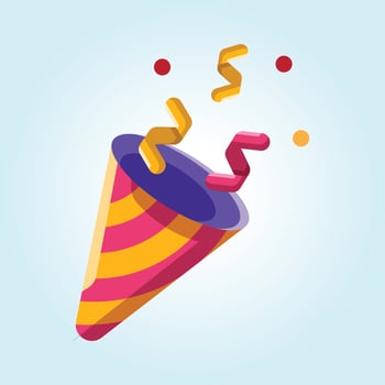 Party Popper Celebration Colorful Confetti Explosion, Festive Fun, Joyful Occasion, Bright Celebration, Happy Moments vector