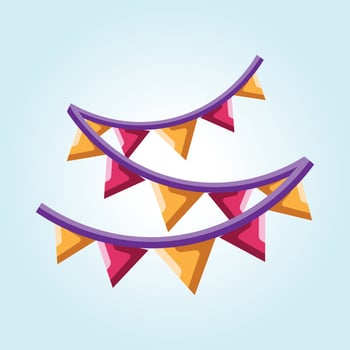 Festive Party Bunting Illustration Two Strings of Triangular Flags Celebration Decorations vector