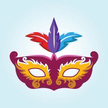 Vibrant Carnival Mask with Colorful Feathers A Festive Design vector
