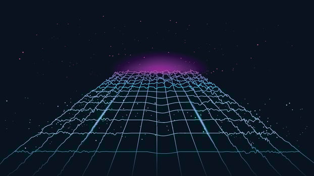 An illustration of a grid with a purple light vector