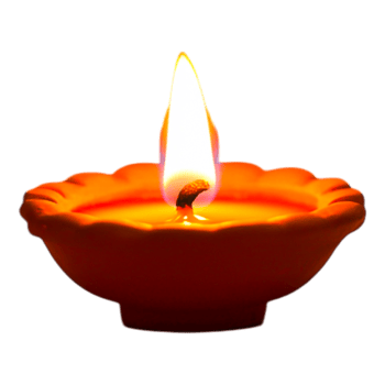 Vibrant Traditional Oil Lamp with Bright Flame in a Decorative Bowl png