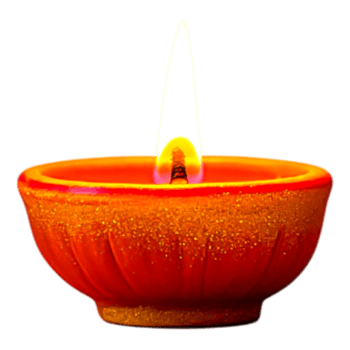 Decorative Candle Flame in Vibrant Orange Ceramic Holder png