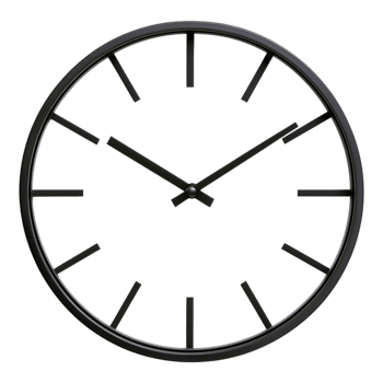 Minimalist Black Wall Clock with Simple Design and Clear Dial png