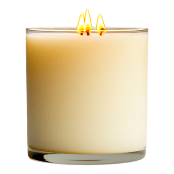 Elegant White Candle with Two Flickering Flames in Glass Holder png