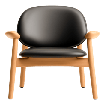 Minimalist Black Chair with Wooden Legs in Contemporary Design png