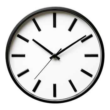 Black and White Wall Clock with Minimalist Design and Large Numbers png