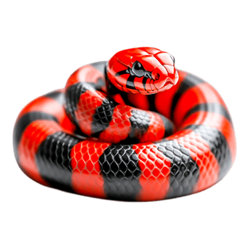 Vibrant Red and Black Snake Coiled in a Beautiful Display png