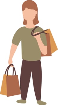 Woman Carrying Shopping Bag Illustration in Flat Design vector