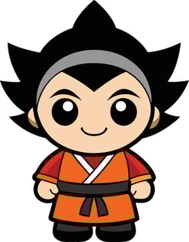Adorable Anime karate Boy Character Design vector