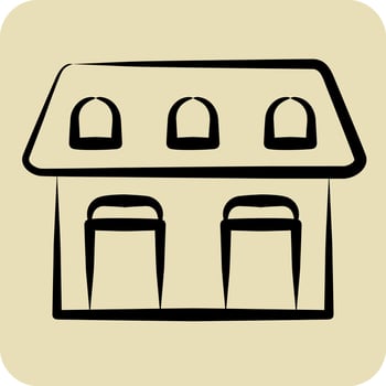 Icon Stable. related to Equestrian Sport symbol. hand drawn style. design editable vector