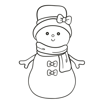 Cute Snowman Line Drawing for Winter png