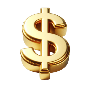 Golden Dollar Sign 3D Rendering Luxury Symbol png