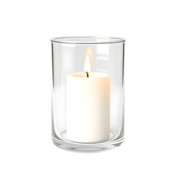 A candle is lit in a glass vase png