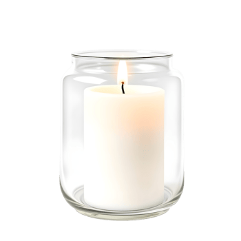Candle in glass jar on black background png