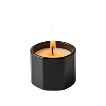 A black candle with a yellow flame png