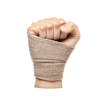 Wrapped fist ready for action, isolated background. png